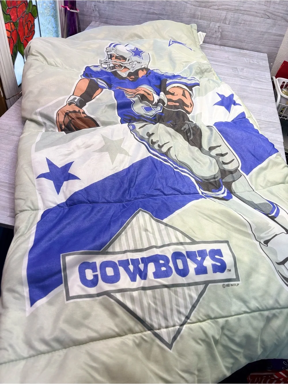 NFL Dallas Cowboys Vintage 1992 Troy Aikman Sleeping Bag 64x86 inches Collector